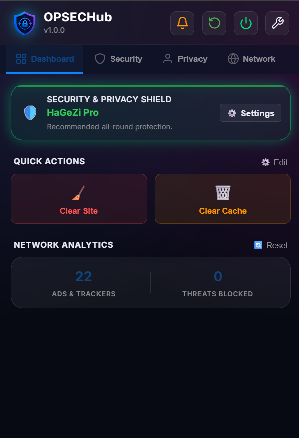 OPSECHub control center overview